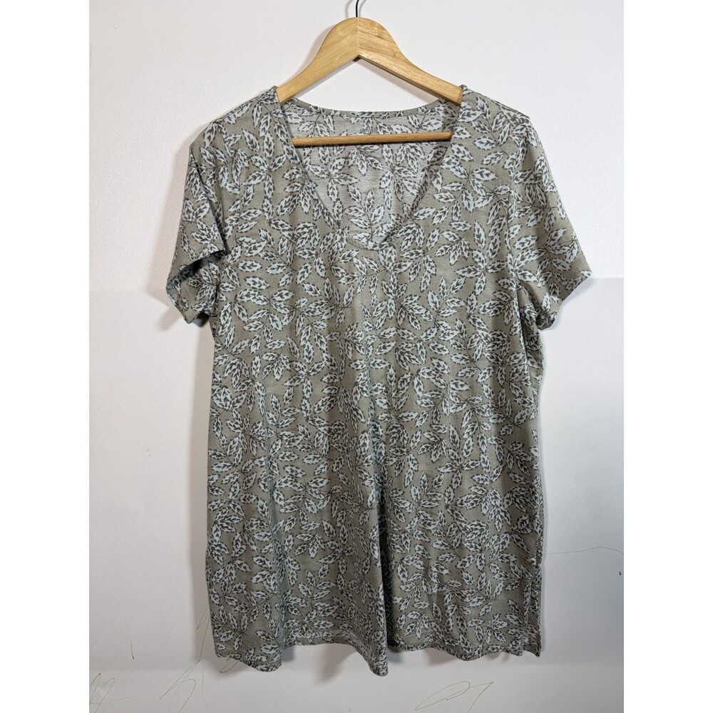 J.Jill Pure Jill Top Womens Large Tall Elliptical Side Slit Pima Tee Shirt